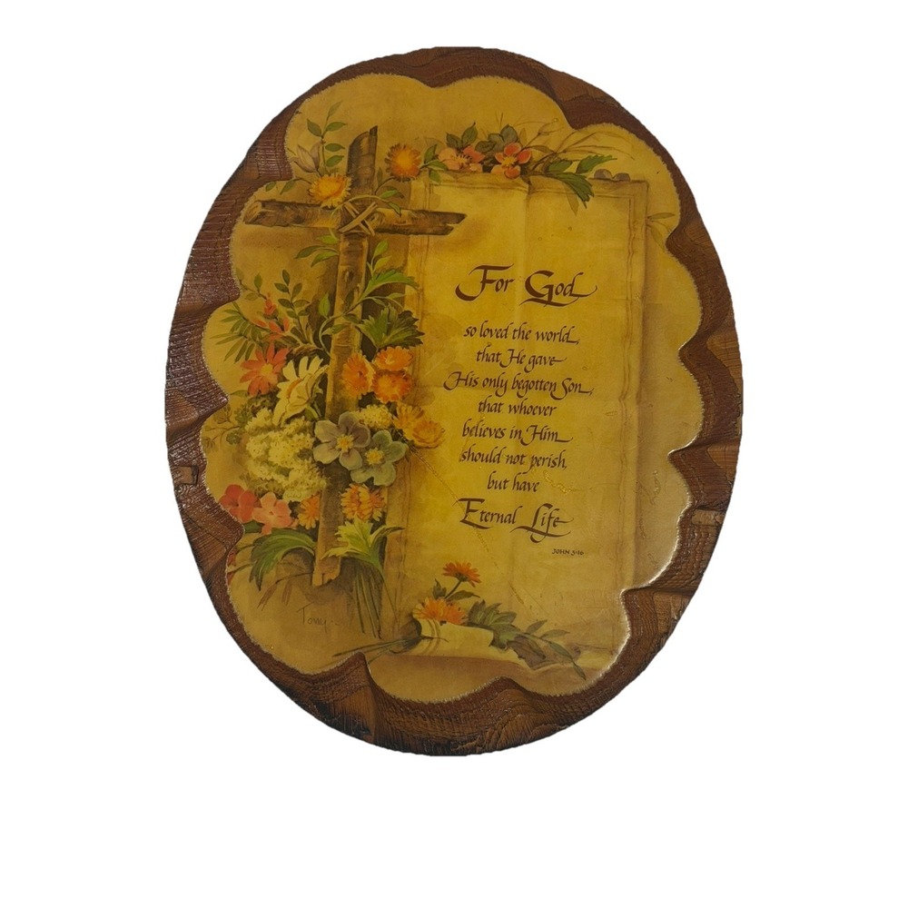 Christian Decor John 3:16 "God So Loved the World" Wooden Plaque FREE SHIPPING